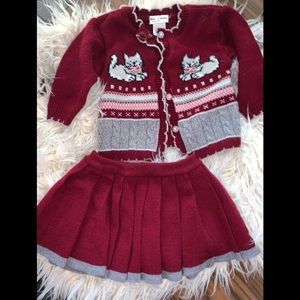 12 Months Girls skirt and cardigan set